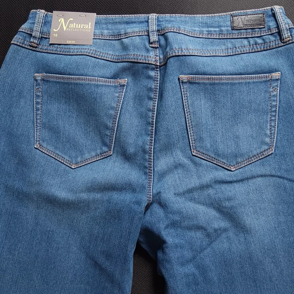 Natural Reflections Jeans Women's 10 Blue Flannel Lined Straight Leg Plaid